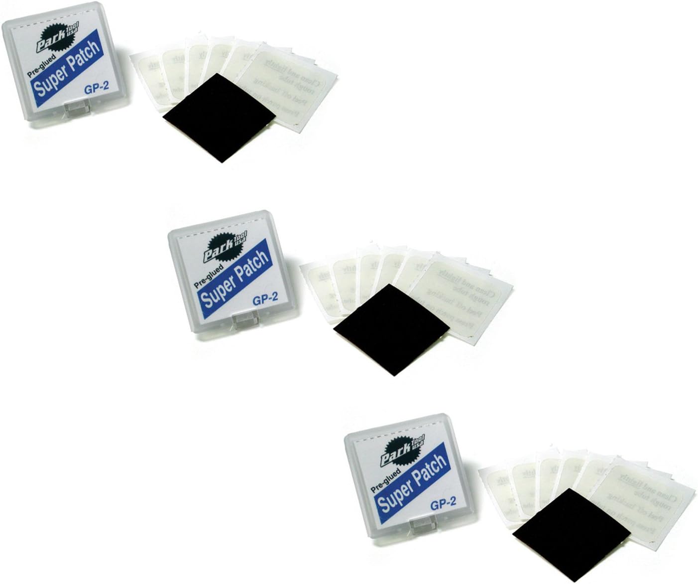 Park Tool GP-2 Pre-Glued Super Patch Puncture Repair Kits (Pack of 3)