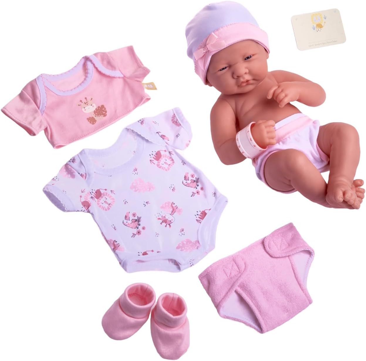 8 piece Layette Baby Doll Gift Set | JC Toys - La Newborn Nursery | 14" Life-Like Doll w/ Accessories | Pink | Ages 2+