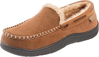 Zigzagger Men's Moccasin Slippers Memory Foam House Shoes, Indoor and Outdoor Warm Loafer Slippers