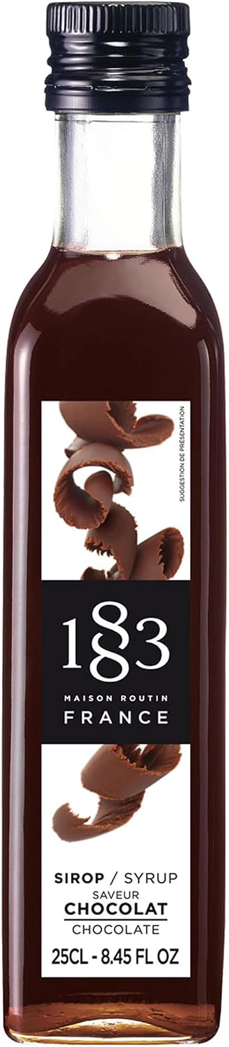1883 Maison Routin Premium Chocolate Syrup - Flavoured Coffee Syrup, Desserts, Cocktails, Vegan-Friendly, Allergen-Free, No Artificial Colours, 250ml Glass Bottle