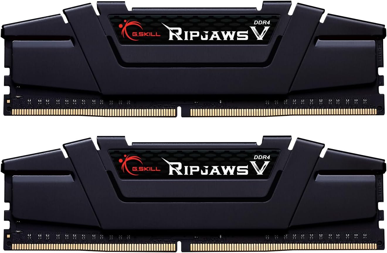 G.SKILL RipjawsV Series DDR4 RAM (XMP) 32GB (2x16GB) 3600MT/s CL16-19-19-39 1.35V Intel AMD Desktop Computer Memory U-DIMM - Black (F4-3600C16D-32GVKC)