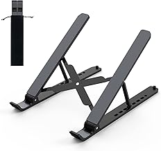 Laptop Stand for Desk, Adjustable Laptop Riser ABS+Silicone Foldable Portable Laptop Holder, Ventilated Cooling Notebook Computer Stand for 10-15.6” Laptops,Tablets-Black