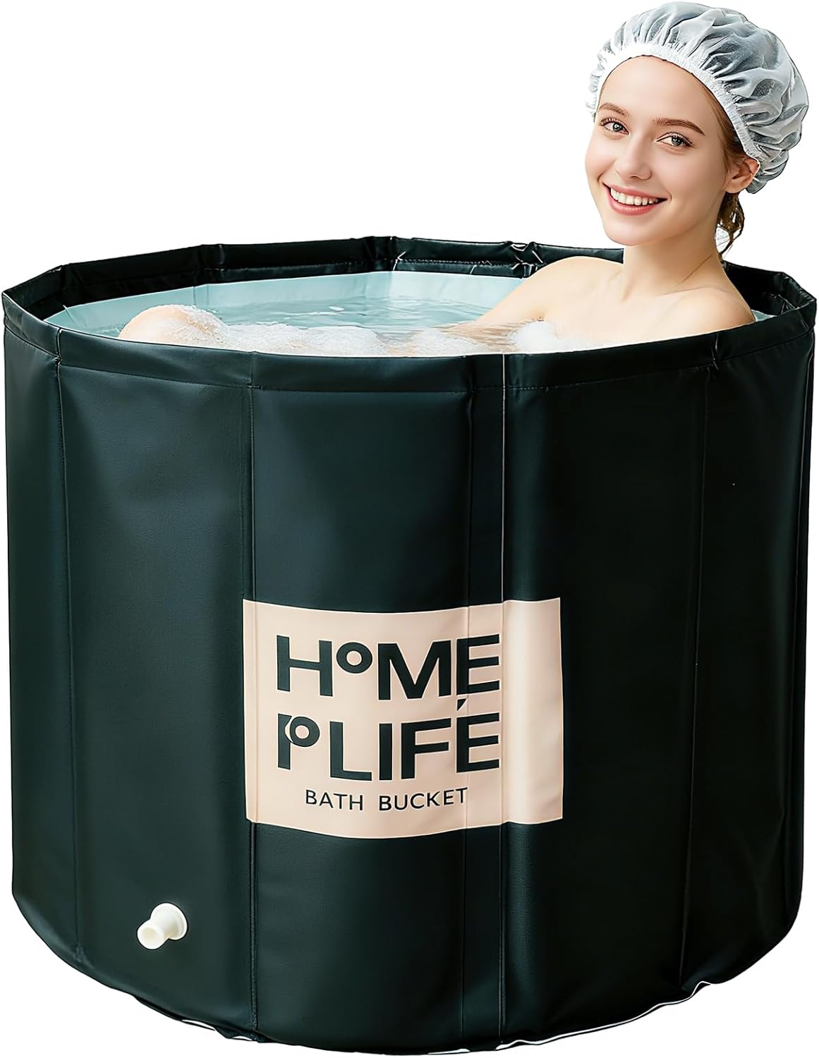 Portable Foldable Bathtub, Soaking Bathtub for Shower and Ice Bath, Home Sauna SPA Bath Tub for, Cold Plunge Tub for Recovery (80 x 65cm)