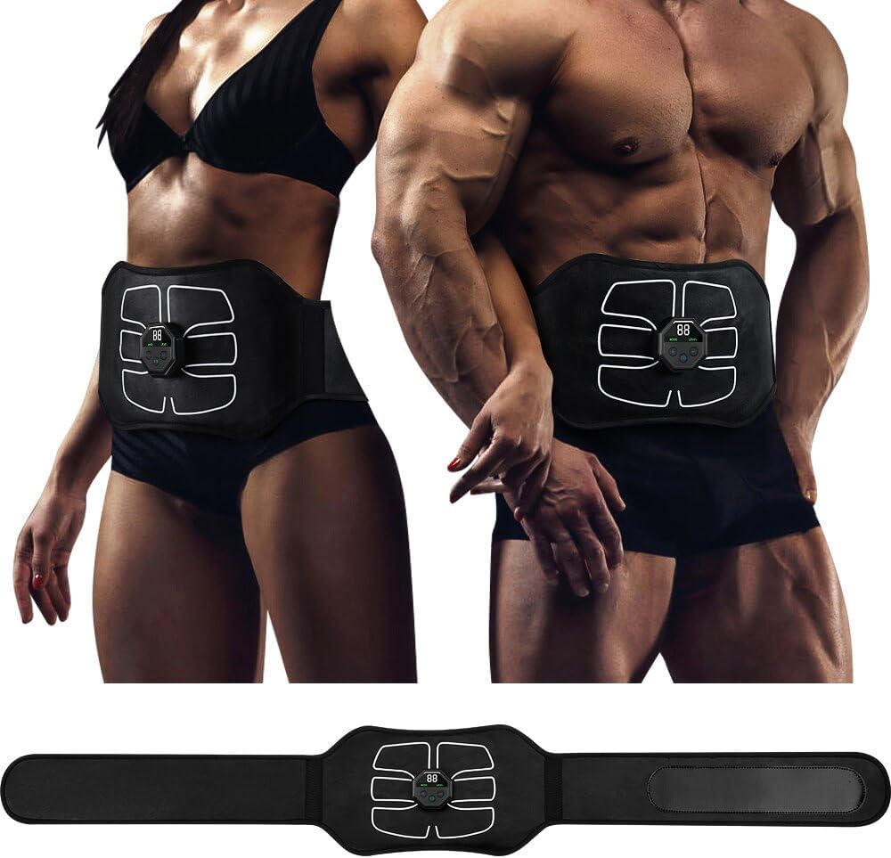 SMABEA ABS Stimulator,EMS Muscle Stimulator,ABS Trainer Belt Abdominal Exerciser Stimulator,Abdominal Trainer,ABS Toning Belt,Training Gym Workout for Men and Women (NO NEED REPLACEMENT PADS OR GEL)
