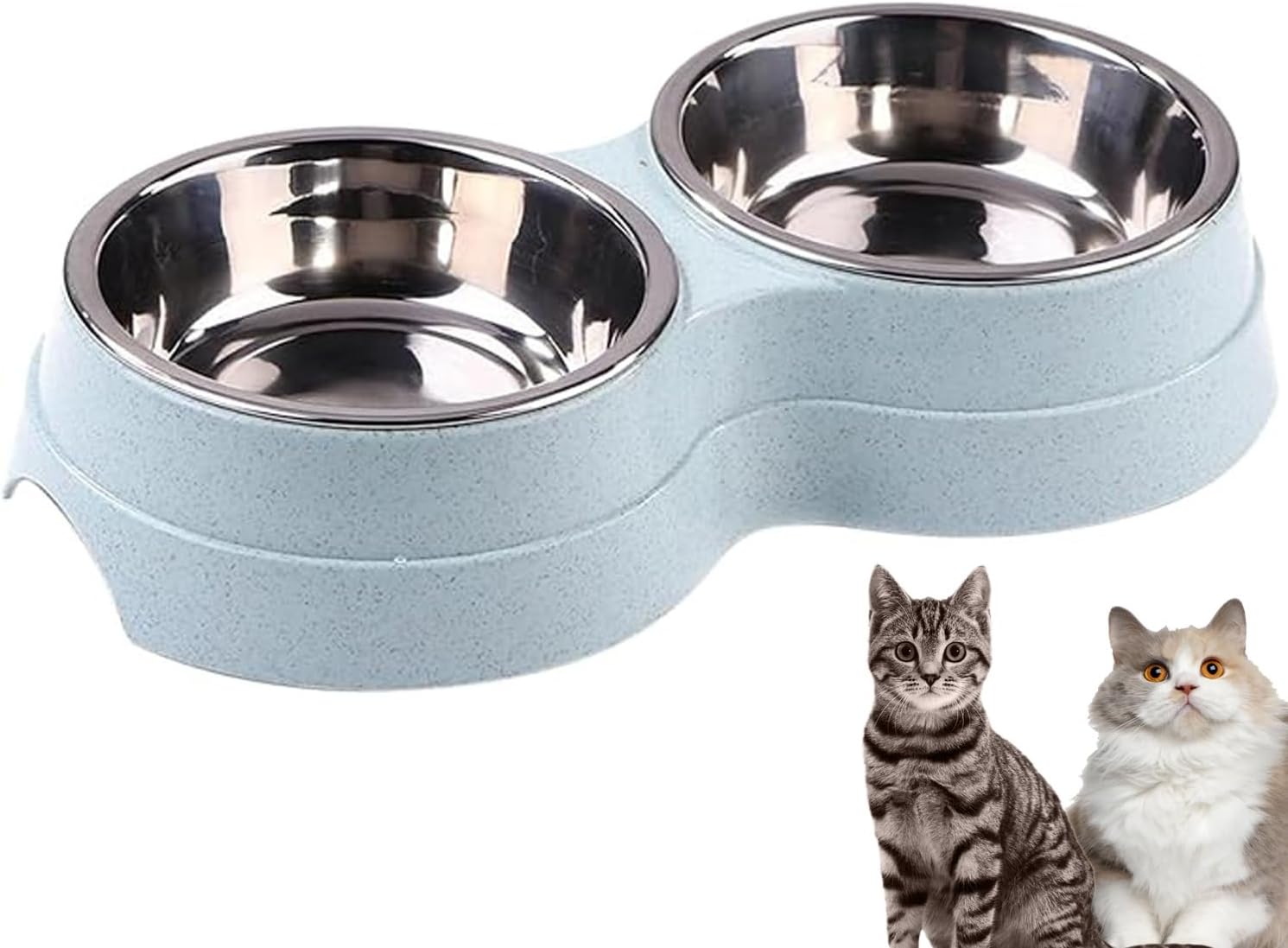 Double Cat Food and Water Bowl Set - Stainless Steel Bowls with Easy-to-Clean Detachable Design, Non-Slip Base, Pet Feeder for Kittens and Medium Cats