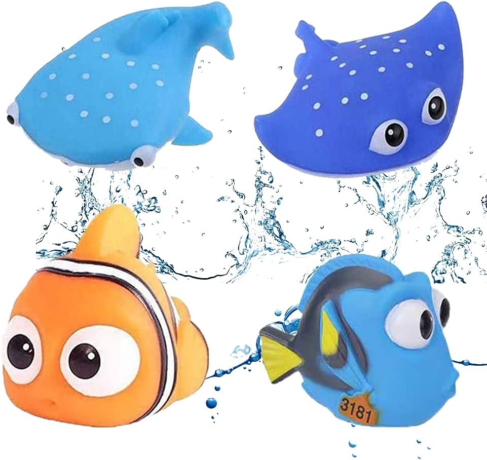 Shienus Finding Dory Nemo Bath Squirters Bath Toys for Baby &Toddler Toys Shower and Swimming 4Pcs