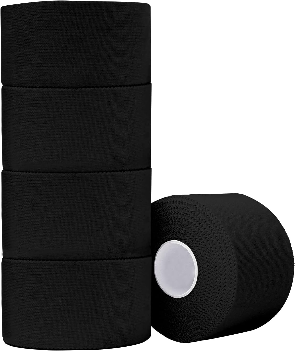 (5 Pack) Black Athletic Tape,Sports Tape Strong Stick No Sticky Residue for Hockey Climbing Sports Medical Splints (Black,1.5 Inches)