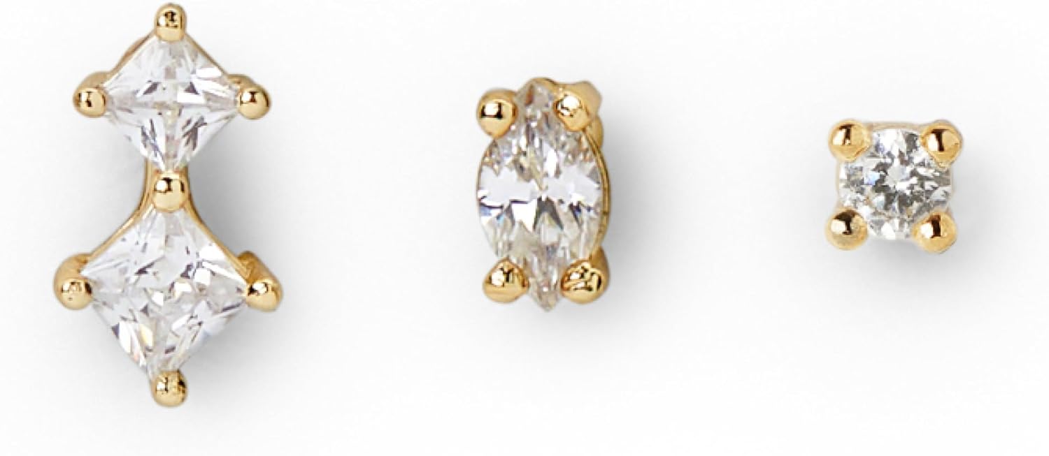 Ana Luisa Stud Earrings for Women Trendy - 14K Gold Plated and Silver Rhodium Plated Earring Studs - X Studs, Bow & Cubic Zirconia Styles - Hypoallergenic Water-Resistant Tarnish-Free Dainty Earrings