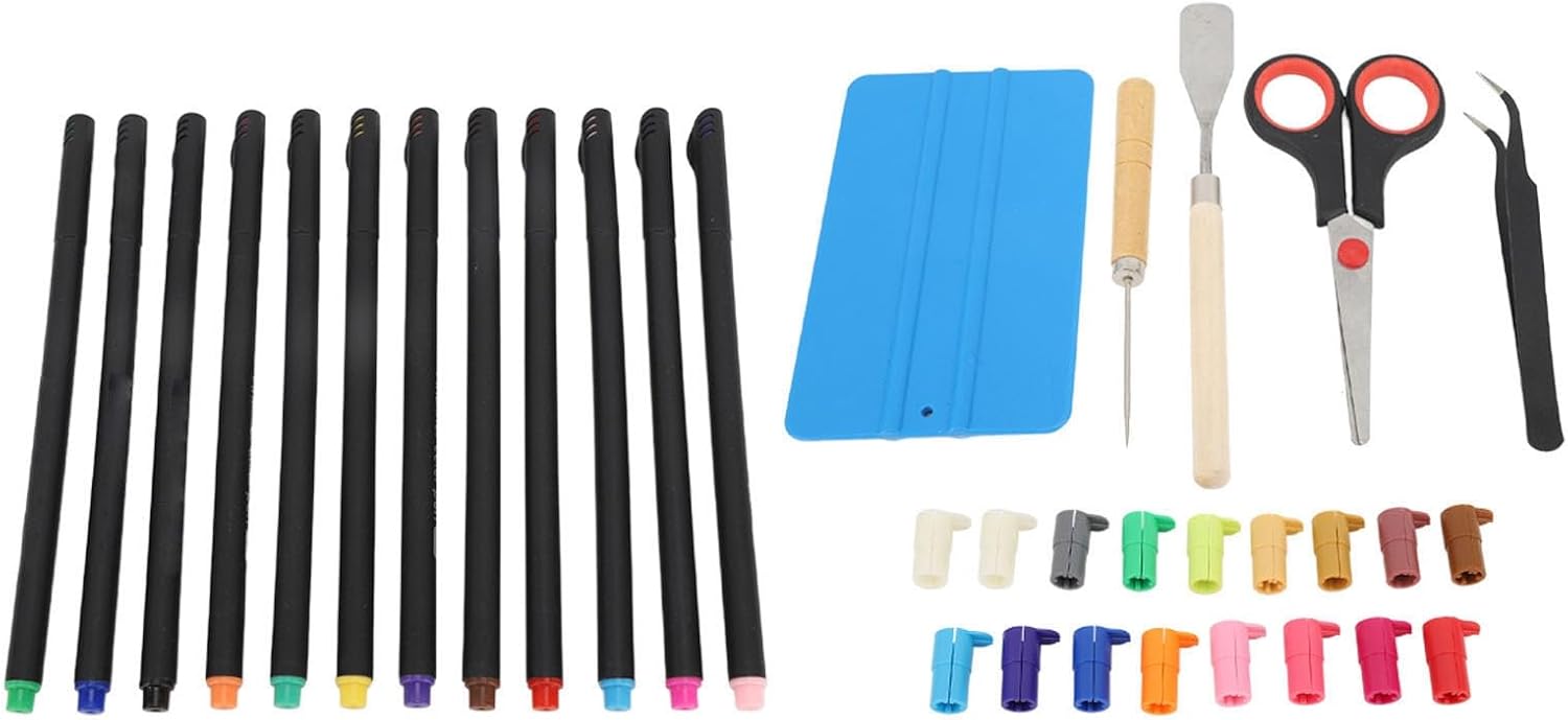Cutting Tool Line Markers and Pen Holders Craft Weeding Set, Crafting Kit with Scraper and Hand Tools for DIY Scrapbook, Card Making, T - Shirt Design on Fabric Glass M