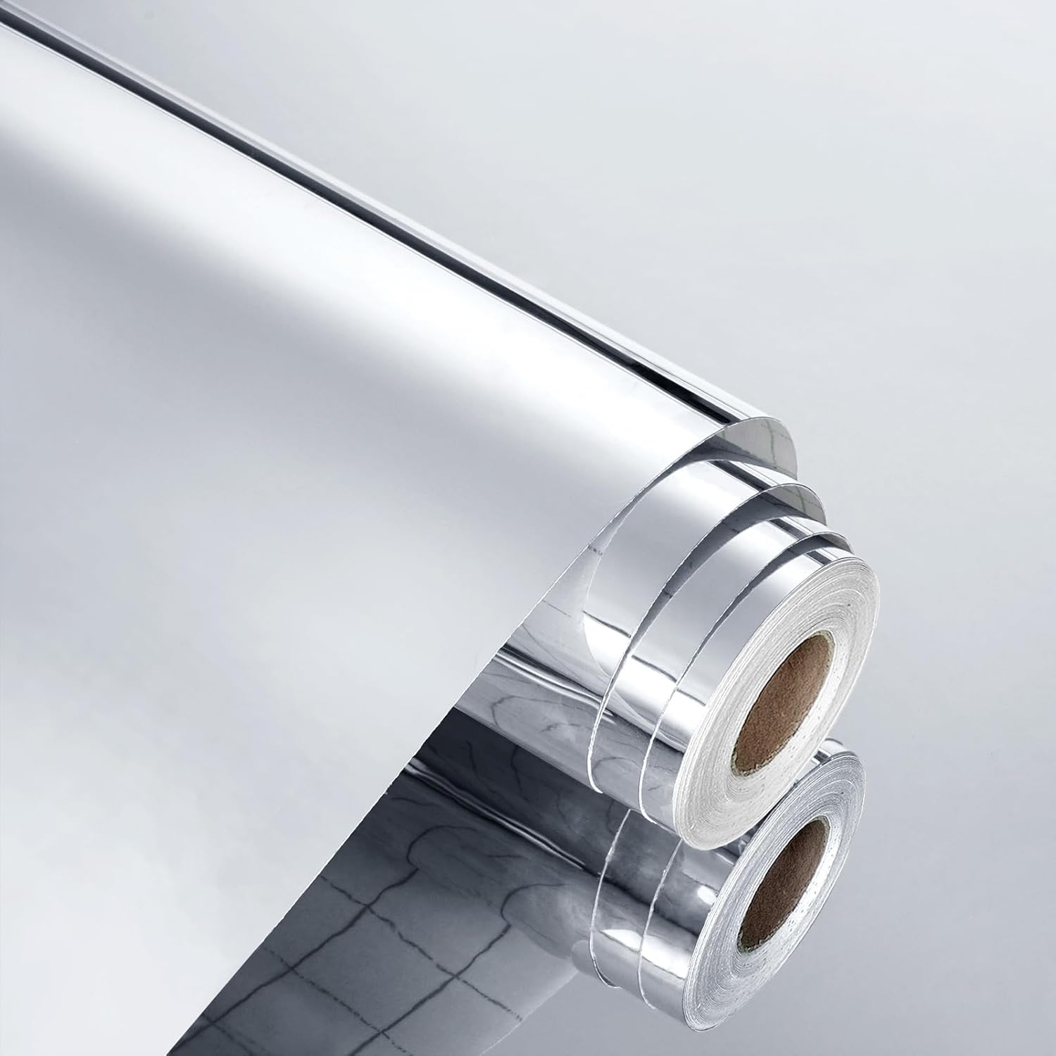 WESTICK Mirror Wall Stickers Peel and Stick Mirror Wallpaper Non Glass Mirror Stickers Flexible Silver Contact Paper for Cabinets Walls Decal Backsplash Glossy Mirror Vinyl Permanent Wrap 394"x15.8"