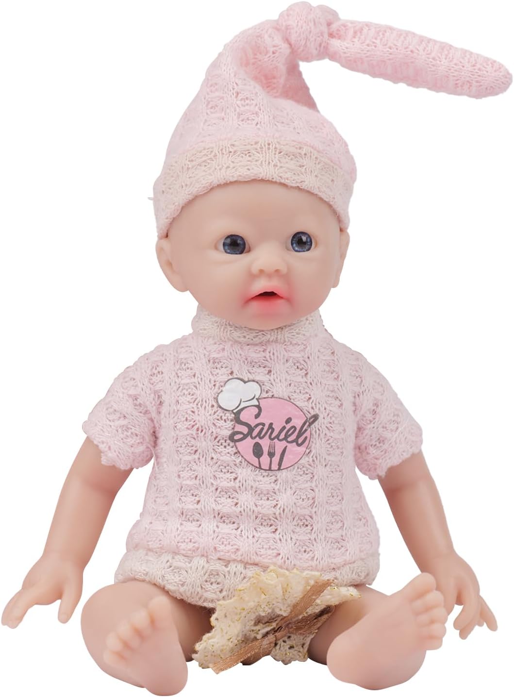 IVITA Full Body Silicone Reborn Baby Doll Newborn Baby Doll Open Mouth Girl (7inch)