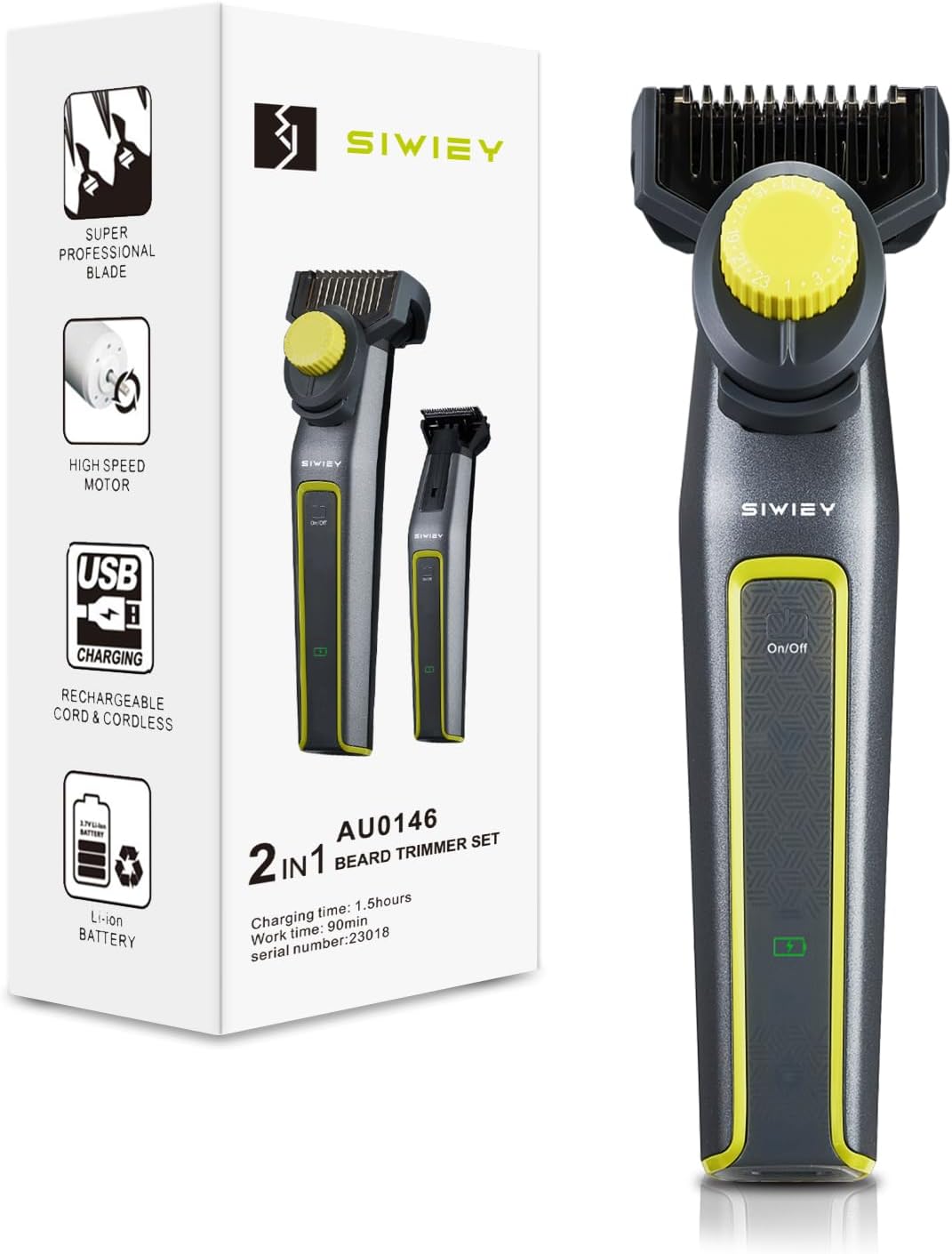 Beard Trimmer, All-in-One Mens Shaver with Precision Dial, Mustache Trimmer, Grooming Mens Razor, Adjustable Electric Razor, LCD Indicator, 7000RPM