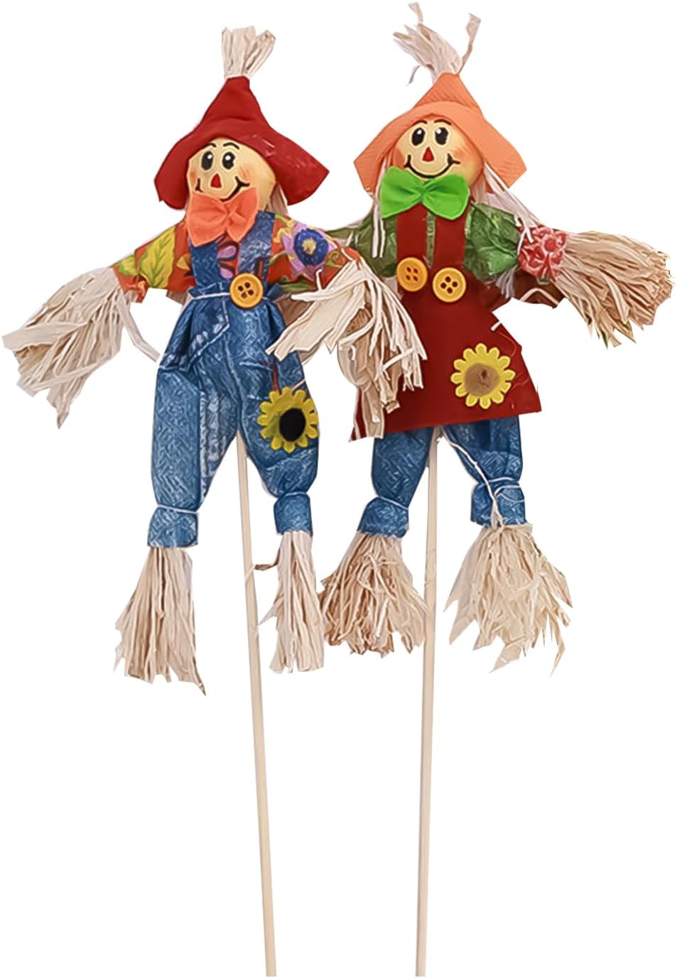 HIXNUG 2pcs 30cm Scarecrow Ornaments Halloween Scarecrow Decoration Thanksgiving Autumn Scarecrow Decoration for Garden, Home, Yard, Porch