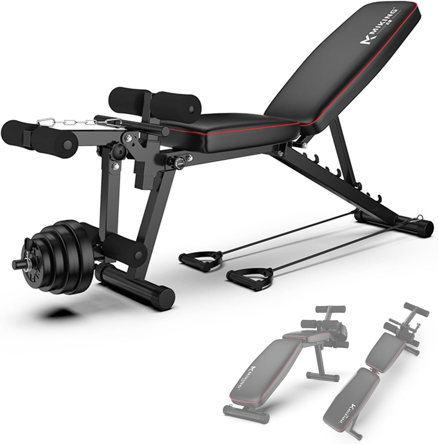 GSKJJT Workout Bench 200kg/440lb Incline Decline Flat Bench Press Adjustable Weight Bench with Leg Extension for Full All-In-One Body Workout