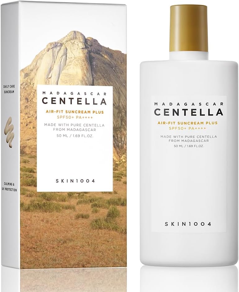 SKIN1004 Madagascar Centella Air-Fit Suncream Plus SPF50+ PA++++, Beige Tinted Mineral Sunscreen with Centella Asiatica, Vegan & Reef Safe, 50ml