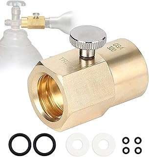 Home Use Soda Refill Bottle CO2 Cylinder Cartridges, Adapter Refills Connector Kit CGA320 to TR21-4, Thread Set Replacement Accessories for Soda Machine Tank, Gold