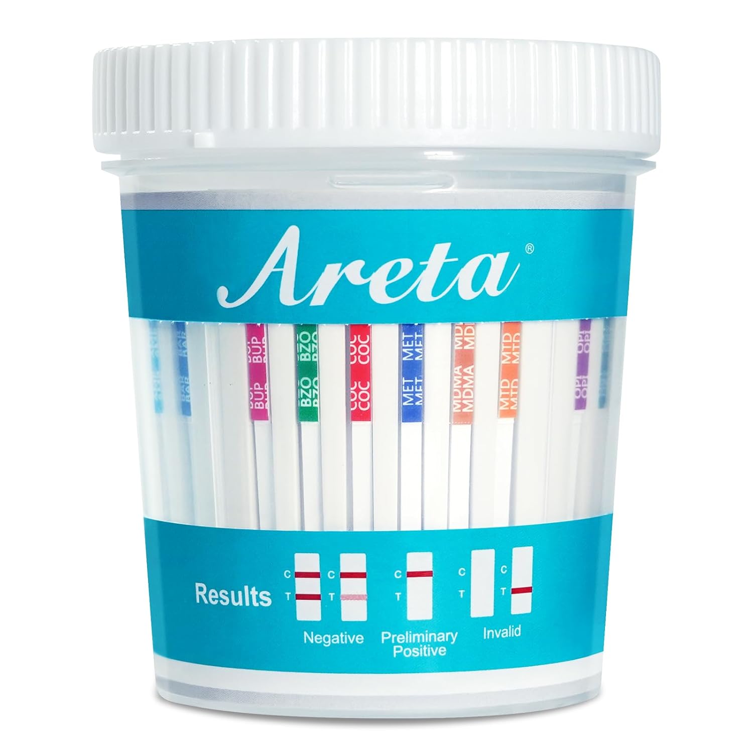 Areta Home Multidrug Test Cup: Urine Testing Kit Comprehensive Multi-Drug Screening 14 Panel Rapid Screen Urinary Cups ACDOA-1144 15 Pack