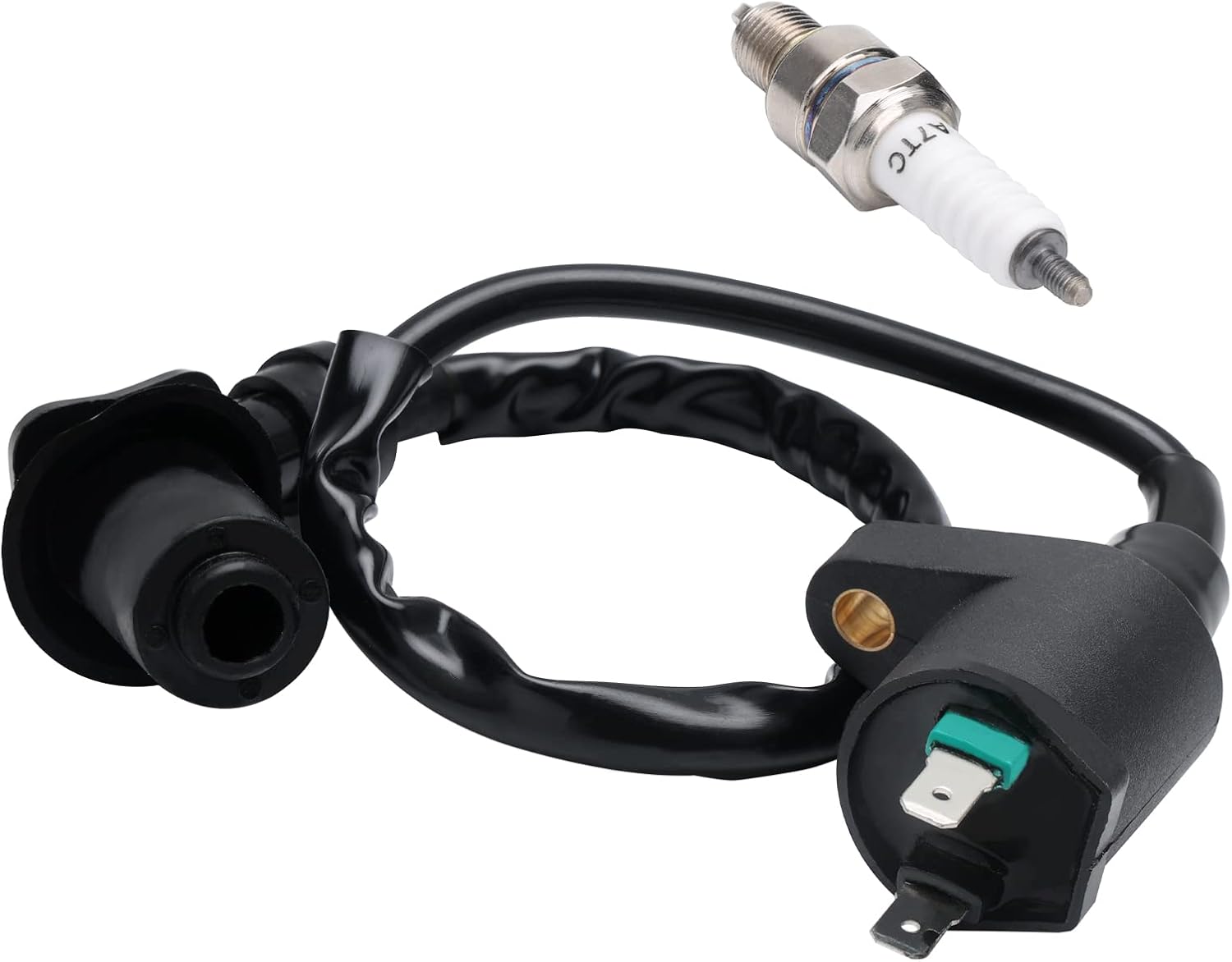 MaySpare Ignition Coil + Spark Plug Compatible with GY6 50cc 150cc 125cc 150cc ATV Moped Scooter Go Kart High Performance Racing Ignition Coil