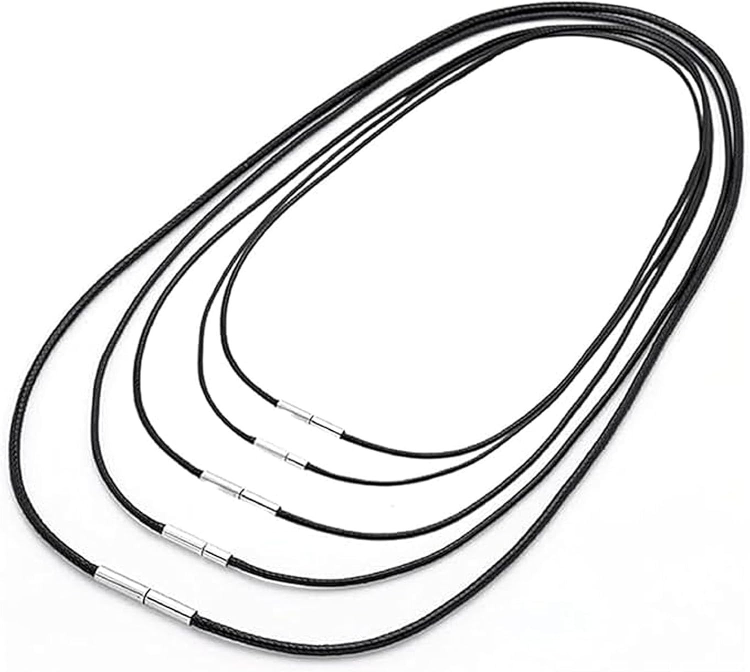 YSBCNK 5 Pcs Leather Necklace Cord, Men Braided Rope Chain, Wax Leather Jewelry With Stainless Steel Clasp For Men And Women (Black)