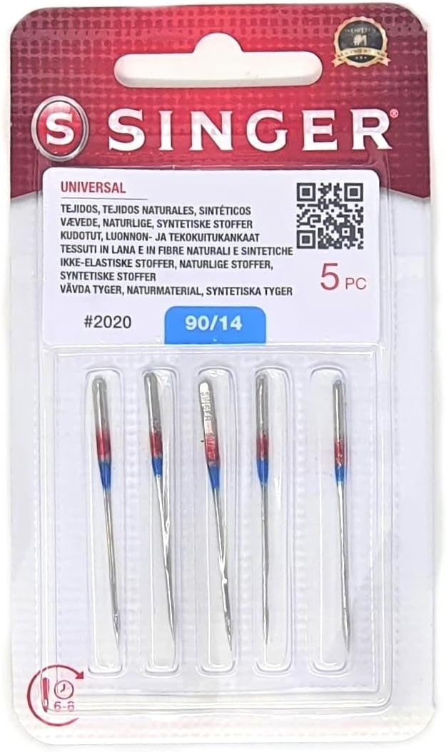 5 Original Singer Sewing Machine Needles 2020 size 90/14 universal