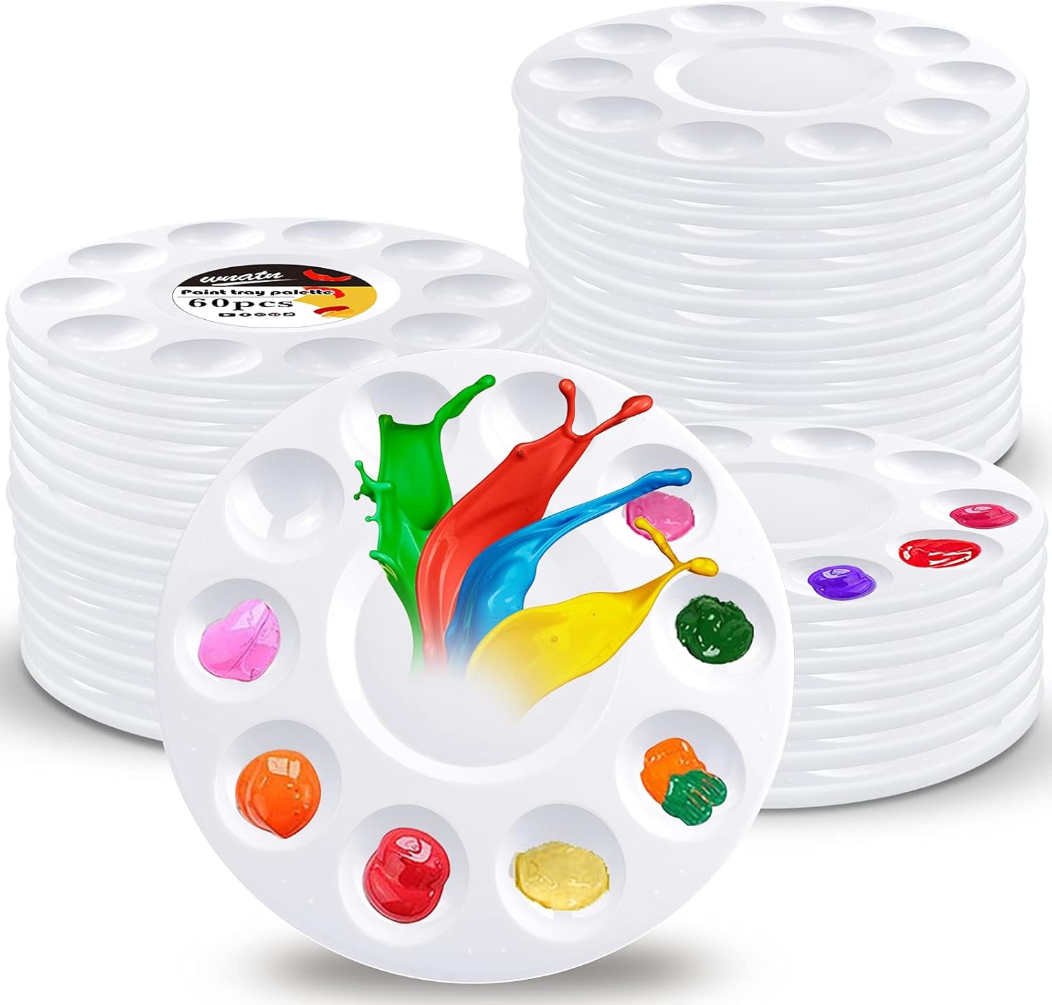 Paint Tray Palette,60pcs Paint Trays for Kids,Plastic Paint Pallet or Pupils to Painting,DIY Craft,Play Party at Home,Kindergarten or School