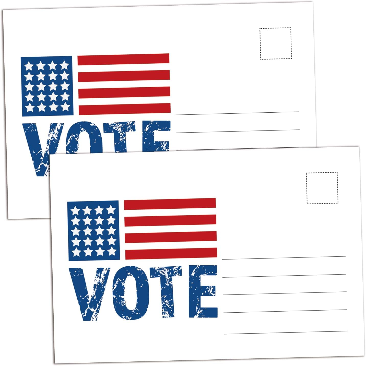 KORTTITALO 50 Vote Postcards With Blank Backside of Card to Write a Longer Message to Voters, Friends, and Family-Blank Postcards for Voting Campaign or USA Election Campaign, 4”x6”