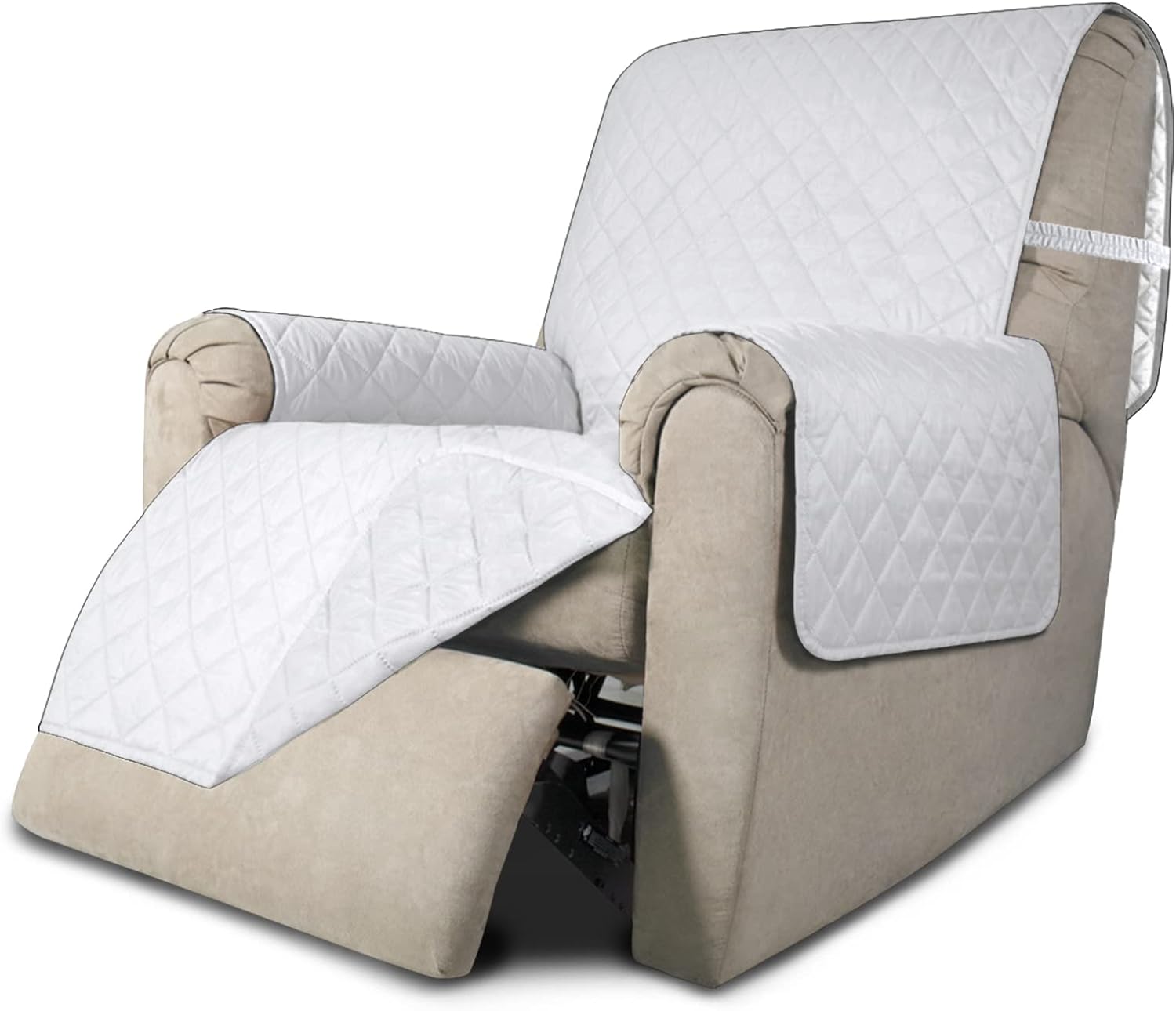 Easy-Going Reversible Couch Cover, Recliner 22 in, White/White