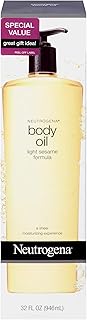 Neutrogena Lightweight Body Oil for Dry Skin, Sheer Moisturizer in Light Sesame Formula, 32 fl. oz