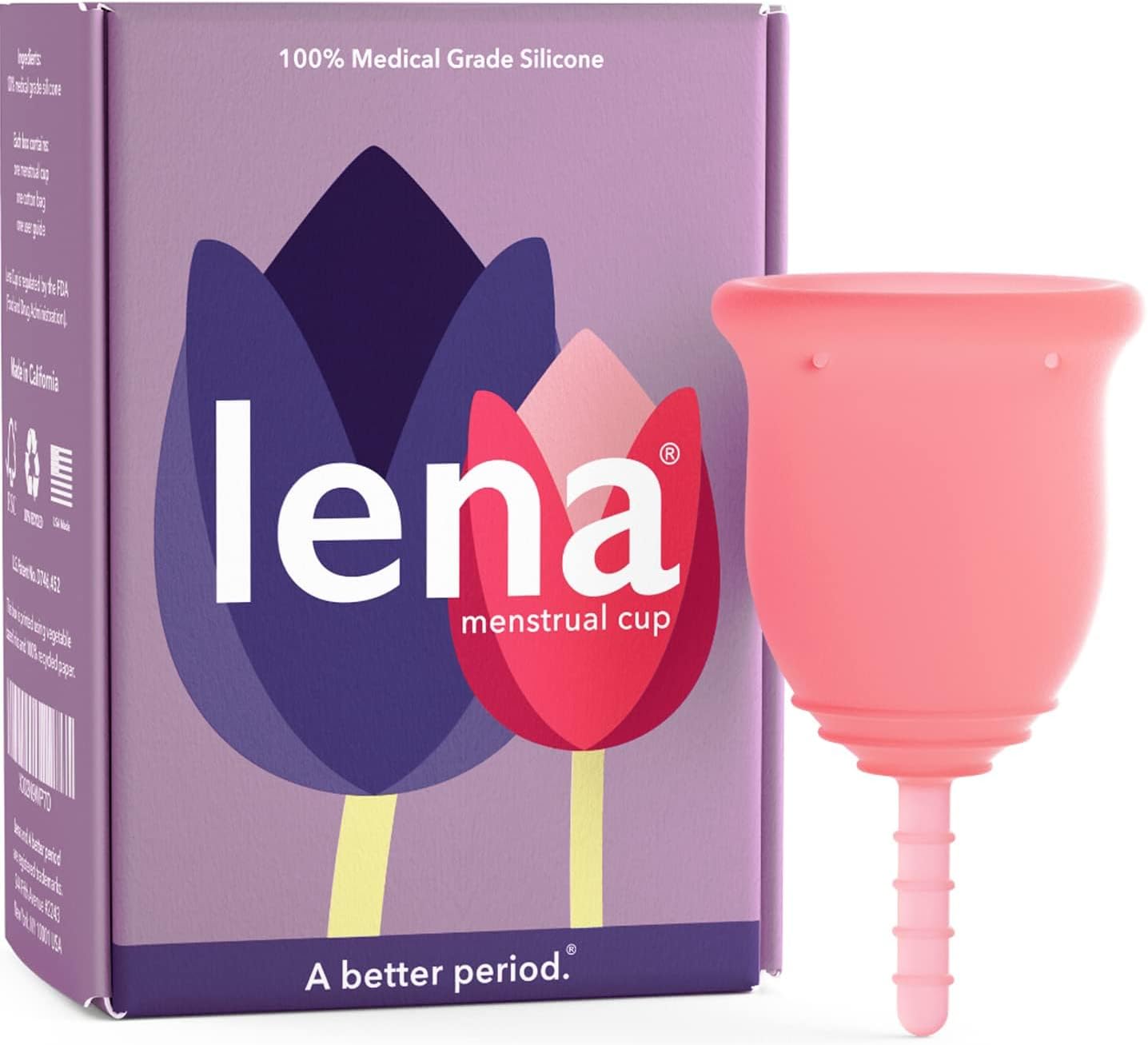 Lena Menstrual Cups, Reusable Period Cup, Tampons,Period Underwear and Menstrual Pads Alternative, Feminine Care, FSA Eligible, Silicone Menstrual Cup, Made in USA, Regular & Heavy Flow, Small, Pink