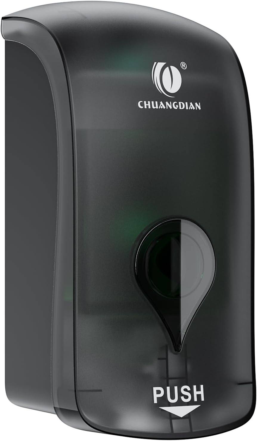 Manual Foam Soap Dispenser, 35oz (1000mL) Commercial Refillable Foaming Soap Dispenser-Transparent Black, CHUANGDIAN