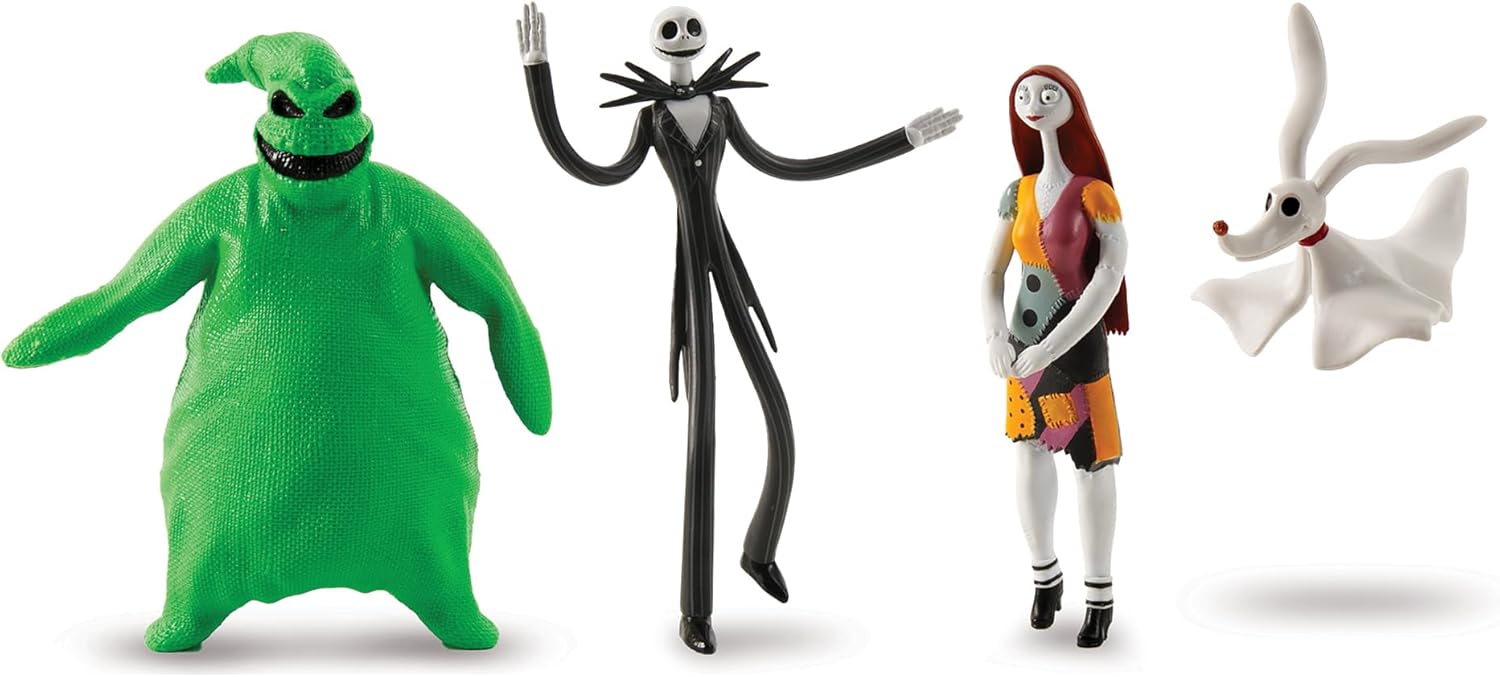 TCG Toys FleXfigs: Nightmare Before Christmas - 4 Character Pack - Articulated Action Figures, Flex It - Pose It!, Collectible Toy Miniatures, Kids Ages 3+