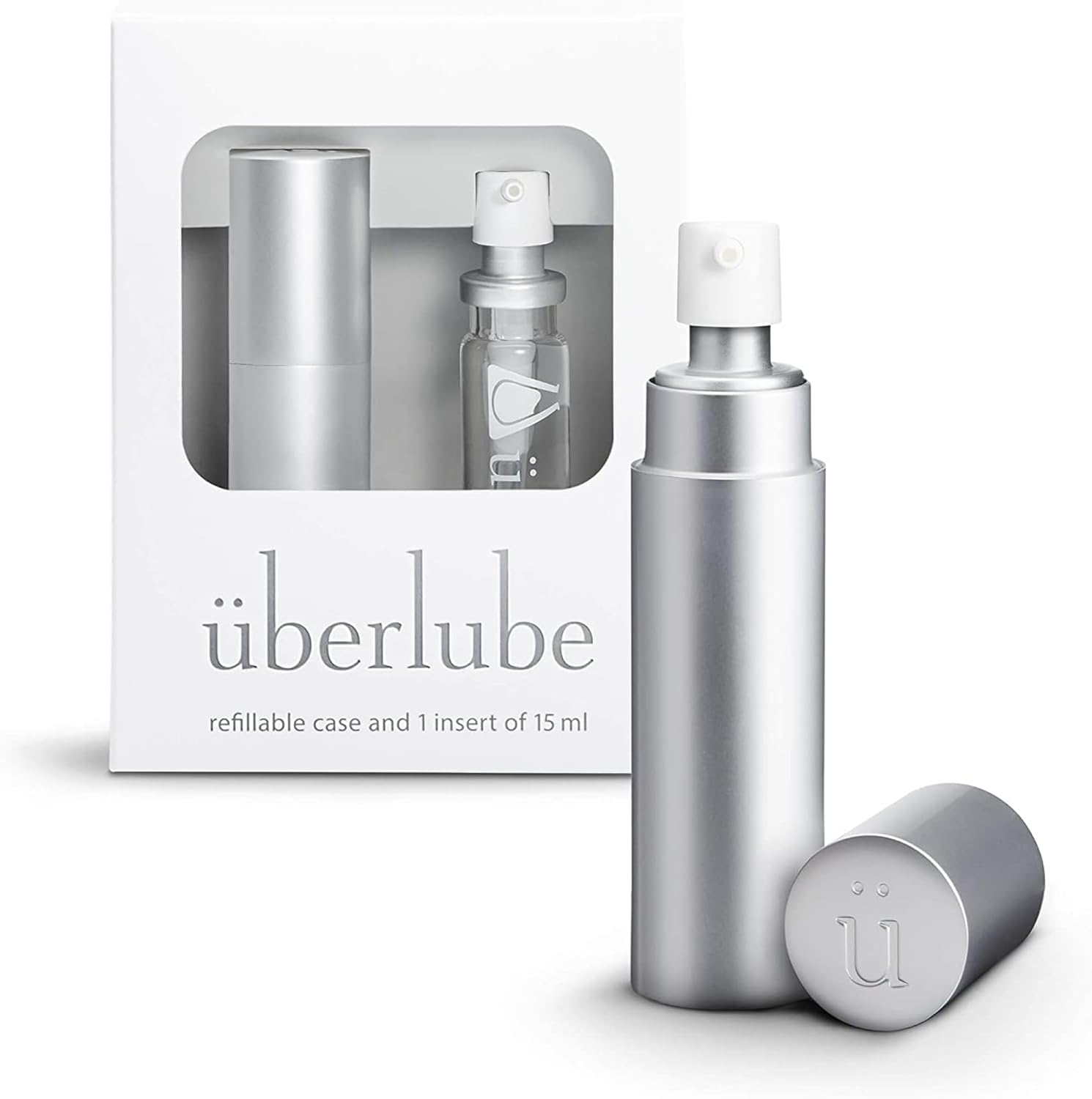 Uberlube Silicone Lube - Silver Travel Kit 15ml Unscented Silicone Lubricant Personal Lubrication - Latex-Safe Sex Lube Liquid for Couples, Flavorless, Anal Lube, Works Underwater - 15ml Silver