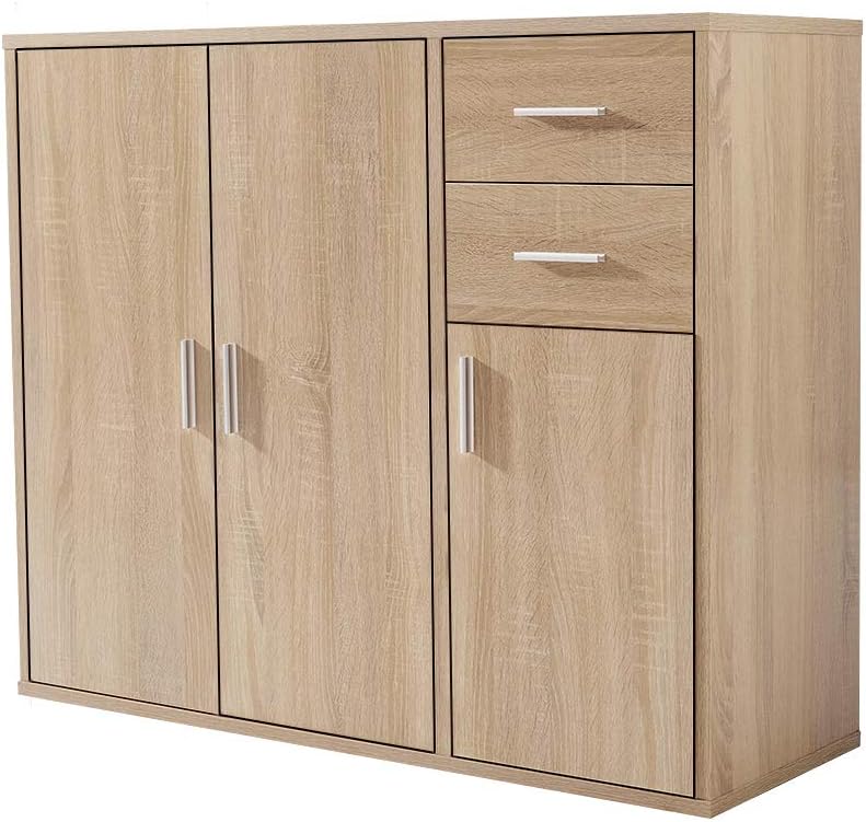 Panana Sideboard Storage Cupboard Cabinet Unit with Doors and Drawers Living Room Bedroom Furniture (Light Oak)