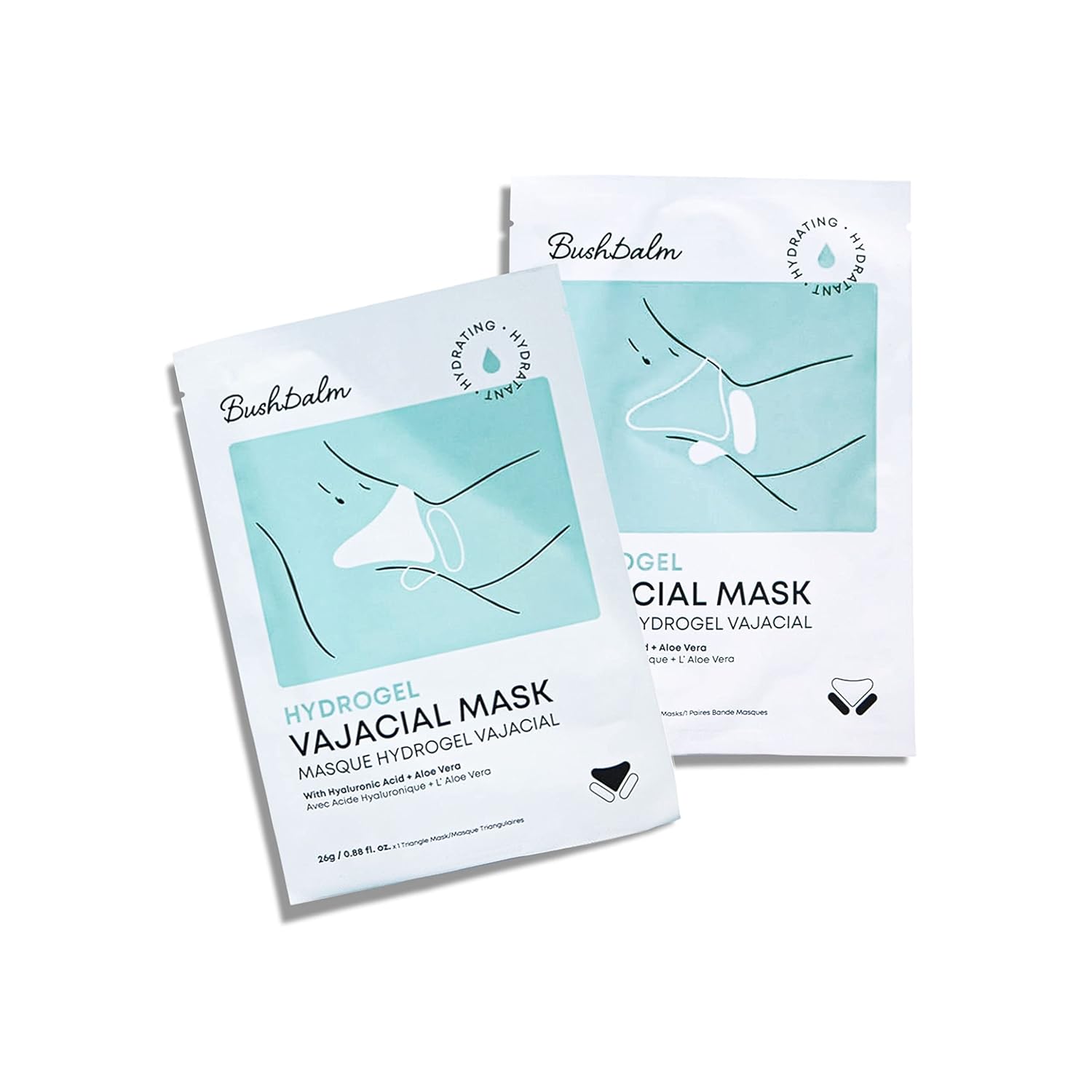 Bushbalm Hydrogel Vajacial Mask - Hydrating Mask with Hyaluronic Acid and Aloe Vera to Cool and Soothe Skin Post-Hair Removal, 1 Full Masks Set