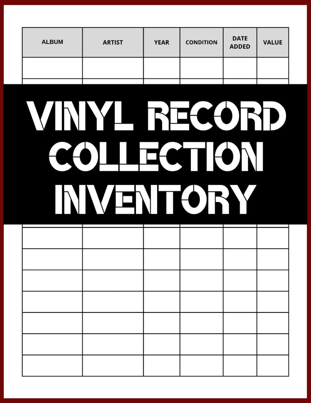 Vinyl Record Collection Inventory: Organize Your Vinyl Journey: A Comprehensive Collection Log with Space for 1500 Records