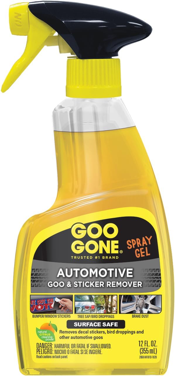 Goo Gone Automotive - Cleans Auto Interiors/ Bodies and Rims, Removes Bugs & Stickers - 12 Fl. Oz.