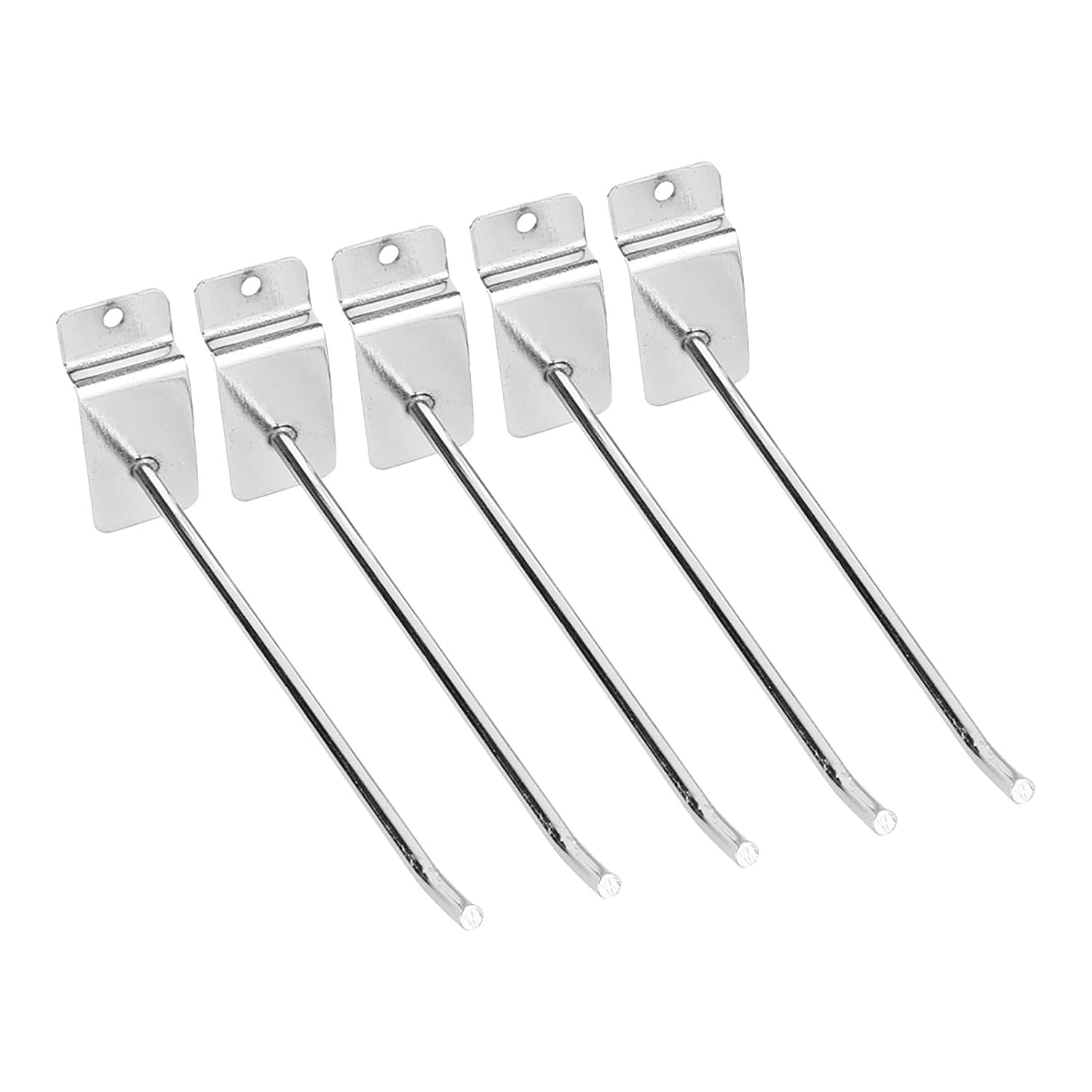 Ausla Slat Wall Panel Hooks, 25pcs Stainless Steel 6 Inch Display Hooks, Heavy Duty Silver Slatwall Fixtures for Retail Shelves Garage Kitchen