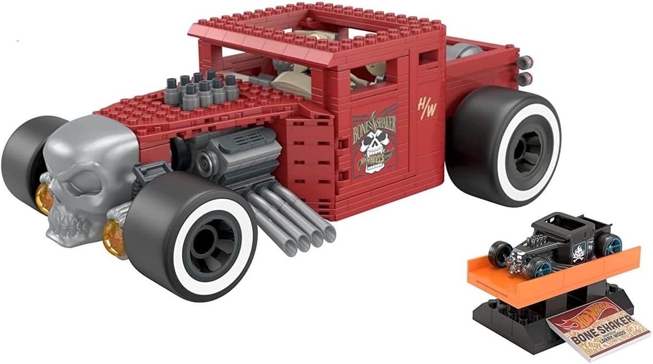 MEGA Hot Wheels Vehicle Building Toy Collectible for Adults, 1:18 Scale Bone Shaker with Die Cast Model for Fans and Collectors, HBD50