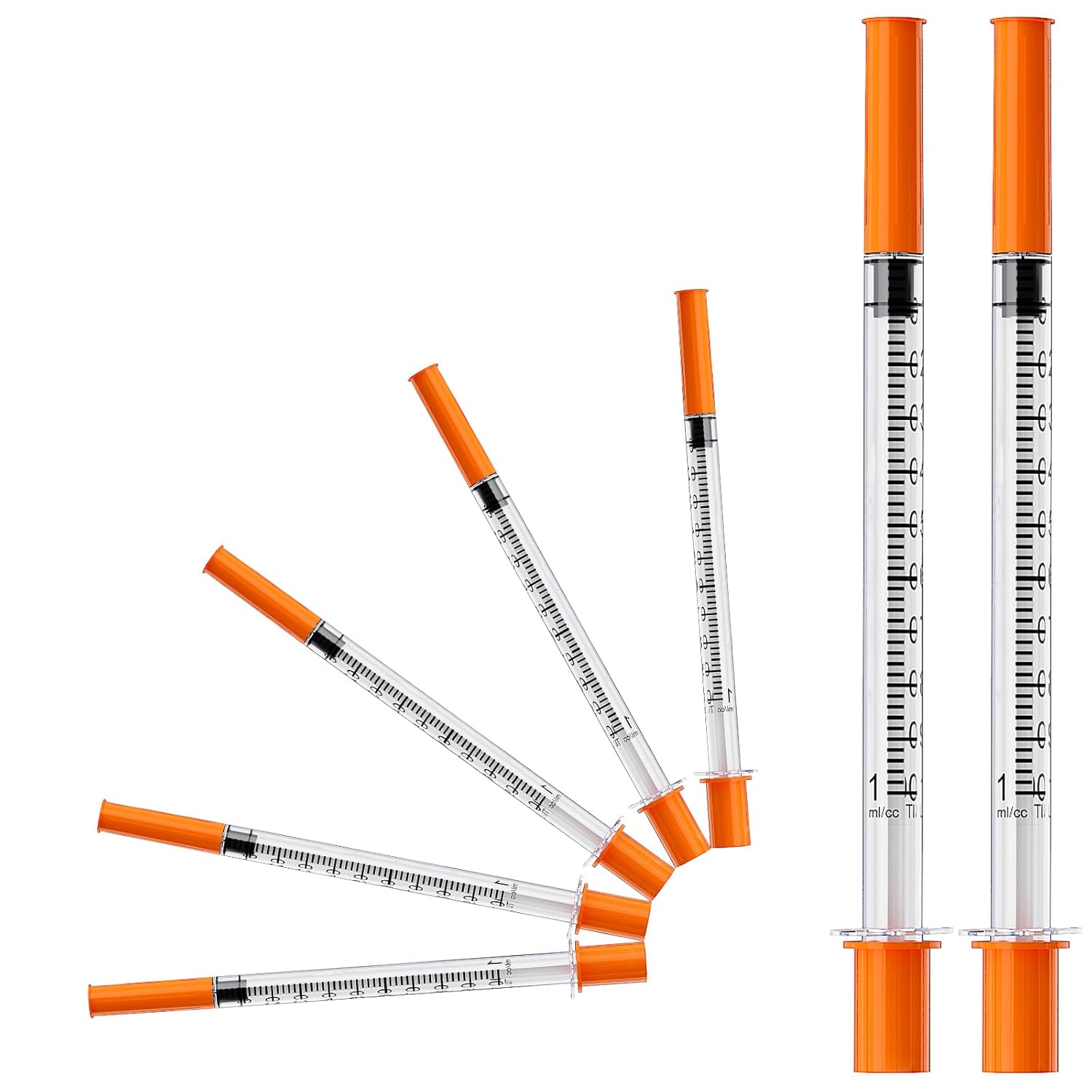 1mL/cc Syringes with Needle U-100 29G 5/16" (8mm) Individually Wrapped, Pack of 100