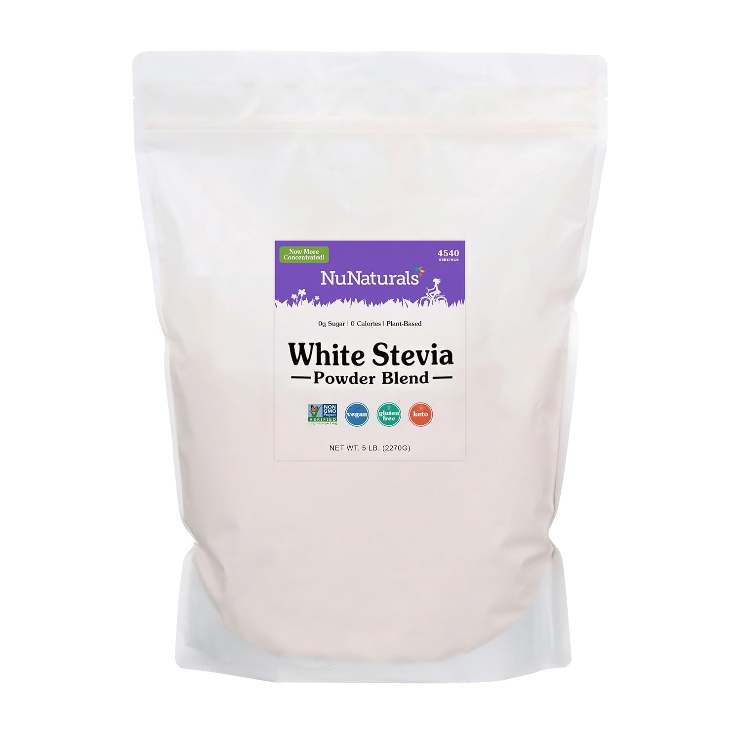 NuNaturals White Stevia Powder Blend, Sugar-Free Sweetener, 5 lb