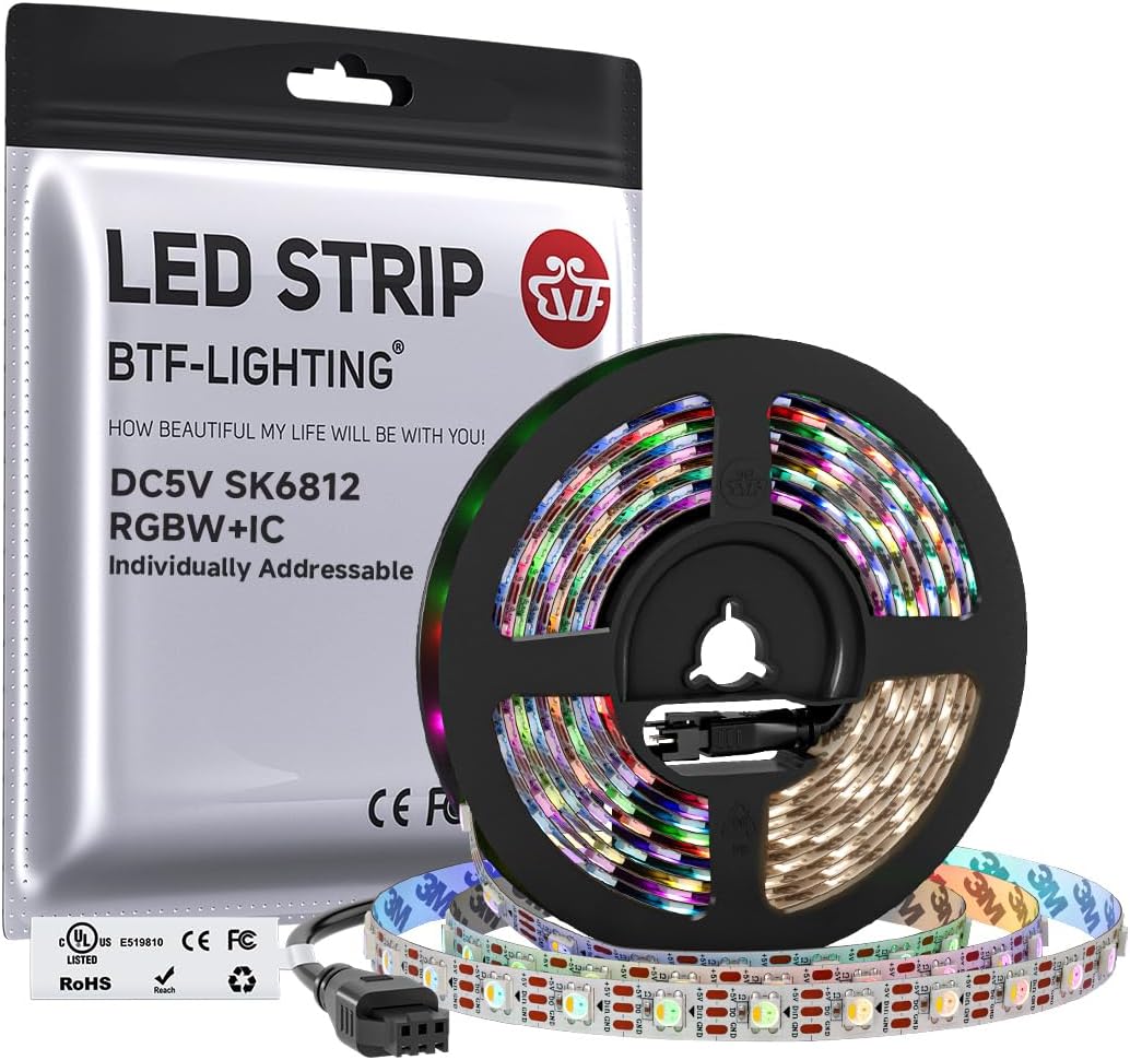 BTF-LIGHTING RGBW RGB+Natural White SK6812 (Similar WS2812B) 5m 60LEDs/m