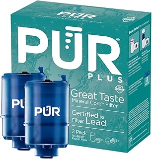 PUR PLUS Faucet Mount Replacement Filter 2-Pack, Genuine PUR Filter, 3-in-1 Powerful, Natural Mineral Filtration, Lead Removal, 6-Month Value, Blue (RF99992)