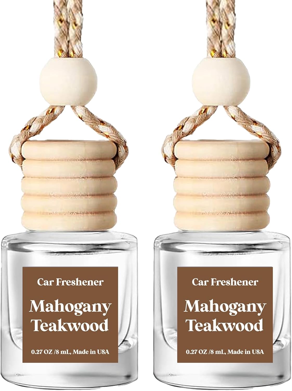 Car Air Freshener Hanging 2 Pack, Mahogany Teakwood Essential Oil Diffuser for Car, Car Air Freshener Cute, 45+ days Long Lasting Air Freshener for Car And Women, car accessories Made in USA