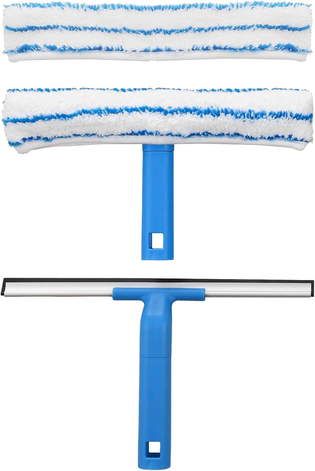 Window Cleaning Combo(12IN), Silicon Window Squeegee + Microfiber Glass Wiper, Professional Window Cleaner for Bathroom, Shower, Car, Glass