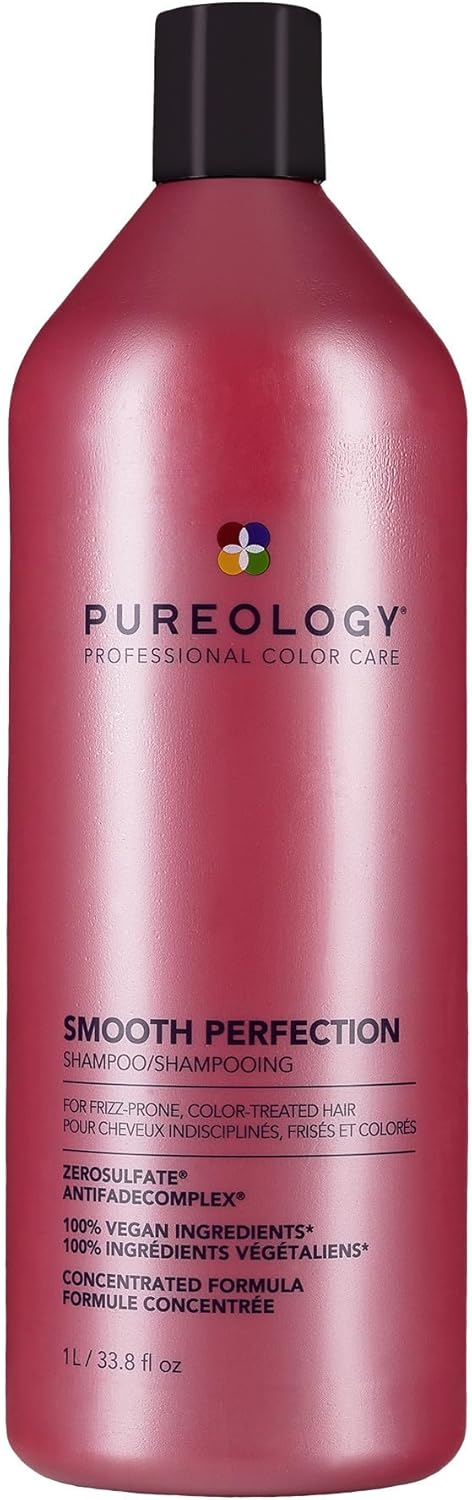 Pureology Smooth Perfection, Shampoo, For Frizz-Prone, Colour Treated Hair, Vegan Formulas, Sulphate Free for a Gentle Cleanse