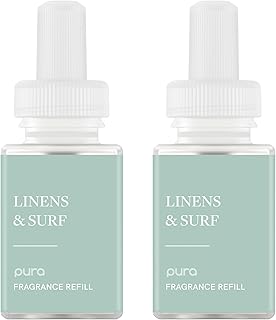 Pura Smart Home Air Diffuser Fragrance - Smart Home Scent Refill - Up to 120-Hours of Premium Fragrance per Refill - Clean Diffuser Fragrance for Home, Office & Apartment - 2 Pack, Linens & Surf