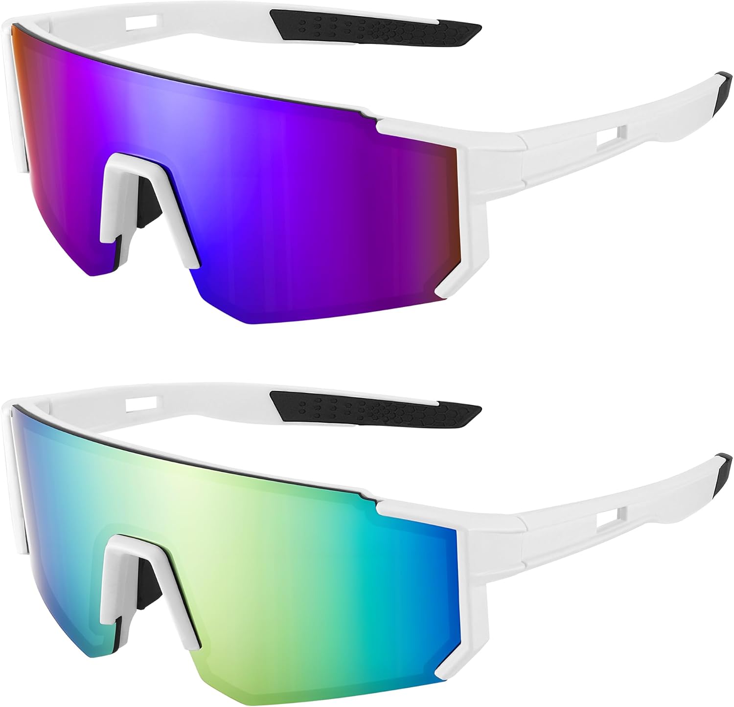 2pc Cycling Glasses, UV400 Protection Sports Sunglasses, Polarized Running Sunglasses, TR90 Superlight MTB Glasses Women Men for Outdoors Bicycle Fishing Hiking Mountain Climbing (2 Colors)