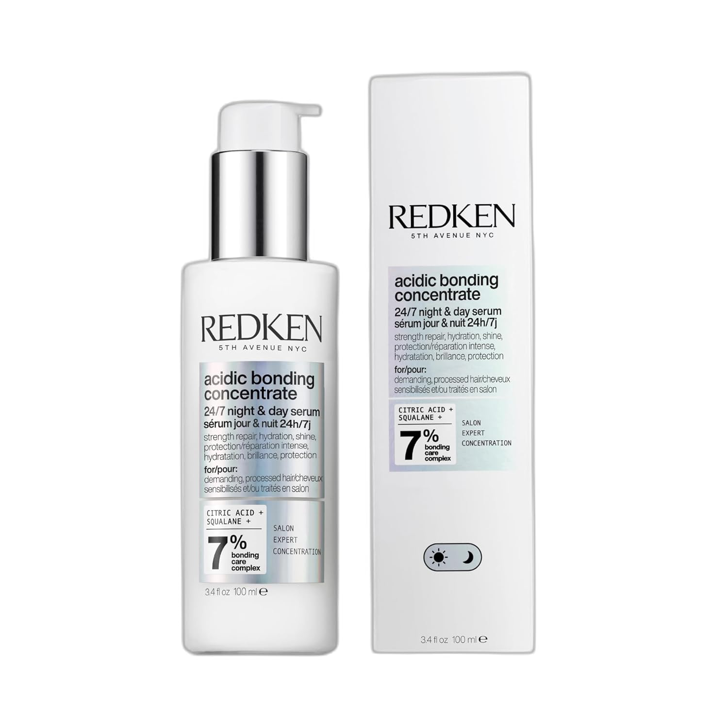 Redken Acidic Bonding Concentrate 24/7 Night & Day Serum For Damaged Hair - Nourishes & Restores, Overnight Repair & Protection