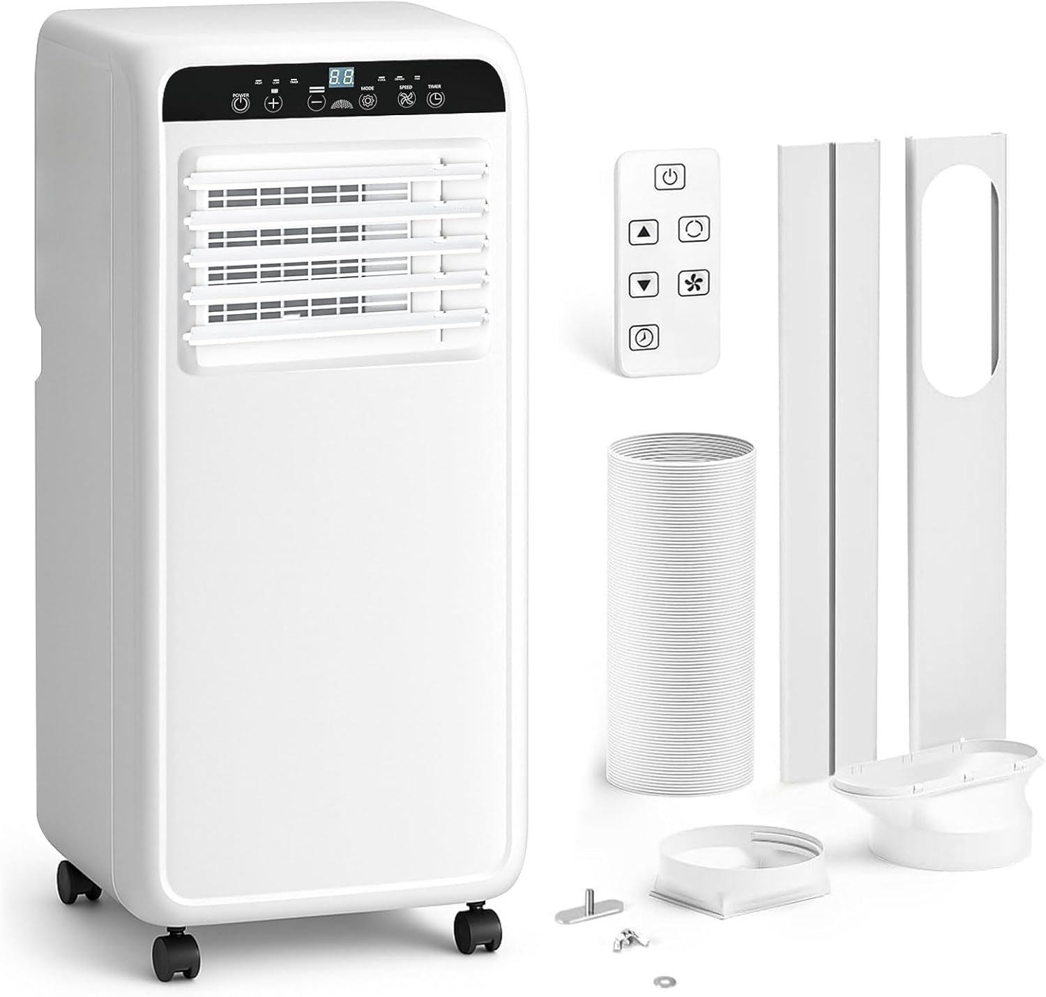 8,000 BTU Portable Air Conditioner for Room up to 400 Sq.Ft, 3-IN-1 Portable AC Unit with Remote Control, Dehumidifier & Fan Modes, Installation Kits, Ultra Quiet, 24 Hour Timer