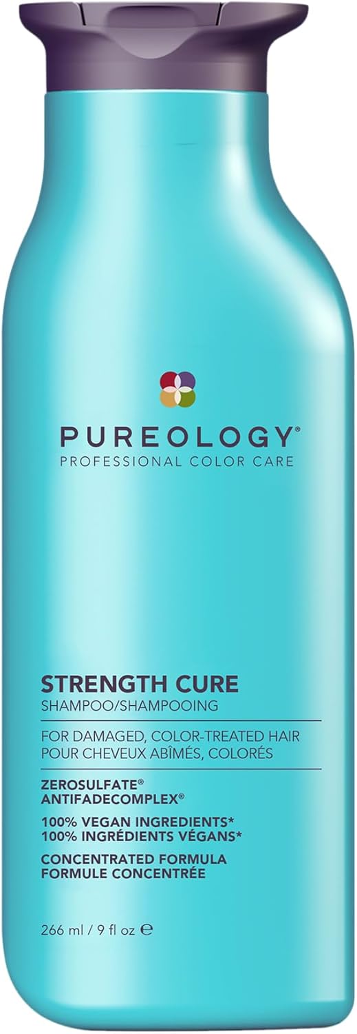 Pureology Strength Cure, Strengthening Shampoo, For Damaged, Colour Treated Hair, Vegan Formulas, Sulphate Free for a Gentle Cleanse
